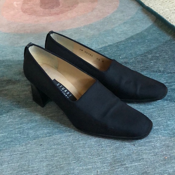 Vintage Stuart Weizman Black Square Heel Slip On Business Office Shoe - Picture 1 of 10